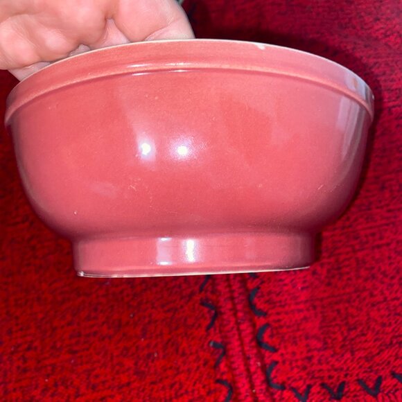 Vintage Retro Red Mauve Rose Cookson Pottery USA Pottery Bowl - Picture 2 of 4